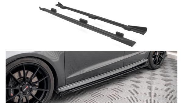 Lip Spoiler Audi A3 8V Facelift S-Line Side Skirts Street Pro Black-Red + Gloss Flaps