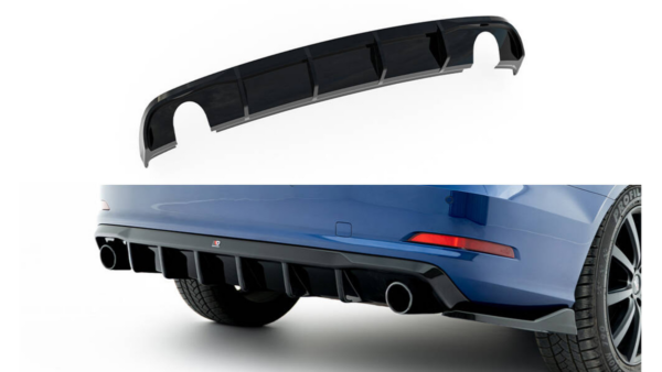 Lip Spoiler Audi A3 8V Facelift Rear Valance Version with single exhaust tips