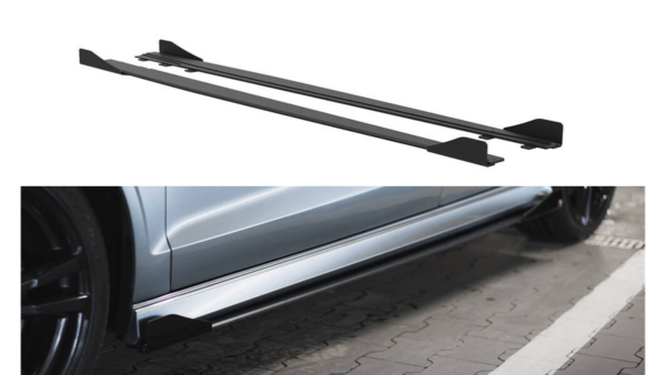 Lip Spoiler Audi A3 8V S-Line Side Skirts Street Pro Black-Red + Gloss Flaps