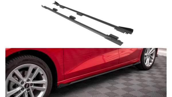 Lip Spoiler Audi A3 8Y Side Skirts Street Pro Black + Gloss Flaps