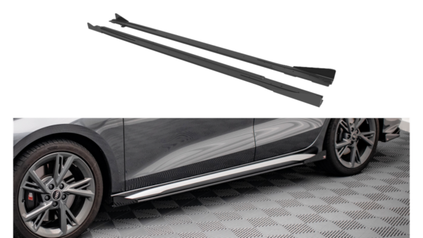 Lip Spoiler Audi A3 8Y S-Line Side Skirts Street Pro Black-Red + Gloss Flaps
