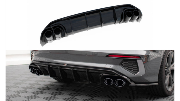 Lip Spoiler Audi A3 8Y S-Line Rear Valance + Exhaust Ends Imitation Chrome