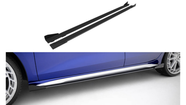 Side Skirts Audi A3 S-Line S3 8Y Facelift Street Pro Black-Red + Gloss Flaps