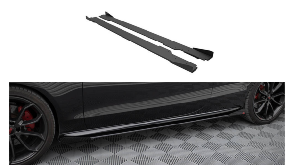 Lip Spoiler Audi A5 8T Facelift Side Skirts Street Pro Black + Gloss Flaps