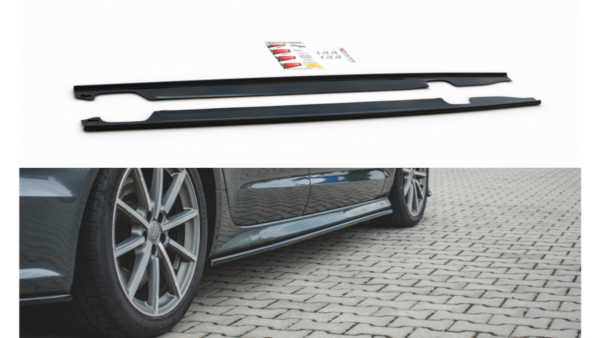 Lip Spoiler Audi A6 C7 Facelift S-Line Side Skirts Gloss Black