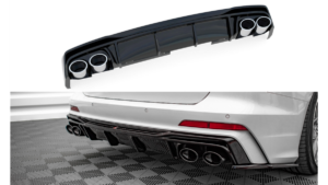 Lip Spoiler Audi A6 C8 S-Line Rear Valance + Exhaust Ends Imitation Chrome