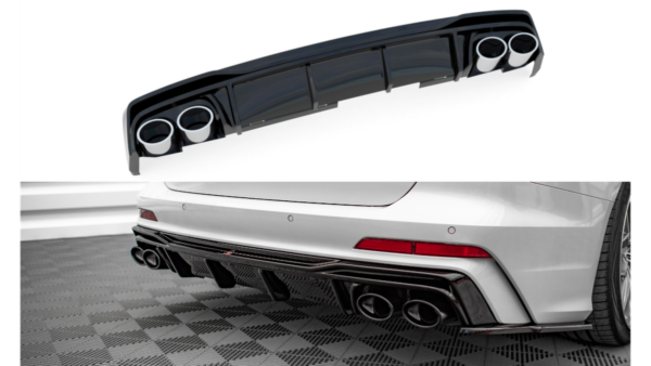 Lip Spoiler Audi A6 C8 S-Line Rear Valance + Exhaust Ends Imitation Chrome