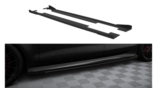 Lip Spoiler Audi A7 C7 S-Line Side Skirts Street Pro Black-Red + Gloss Flaps