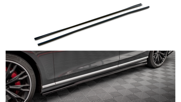 Lip Spoiler Audi A8 D5 S-Line Side Skirts Gloss Black