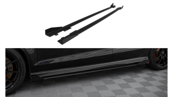 Lip Spoiler Audi RS3 8V Facelift Side Skirts Street Pro v.1 Black-Red + Gloss Flaps