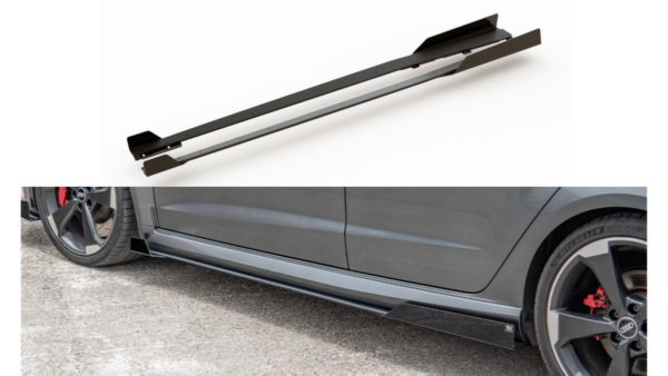 Lip Spoiler Audi RS3 8V Sportback Side Skirts Racing Black-Red + Gloss Flaps