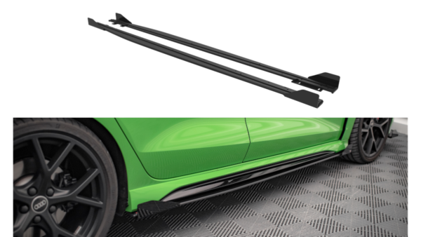 Lip Spoiler Audi RS3 8Y Side Skirts Street Pro Black-Red + Gloss Flaps