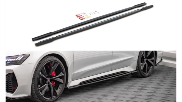 Lip Spoiler Audi RS6 RS7 C8 Side Skirts v.1 Gloss Black