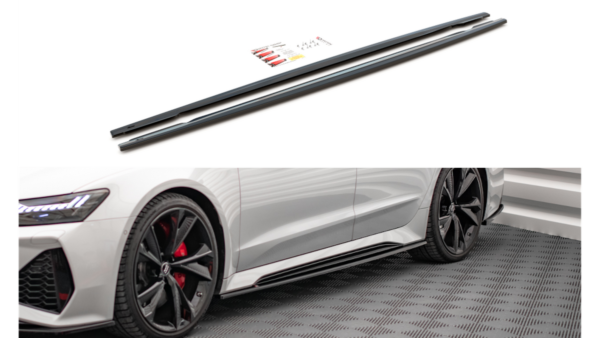 Lip Spoiler Audi RS6 RS7 C8 Side Skirts v.2 Gloss Black