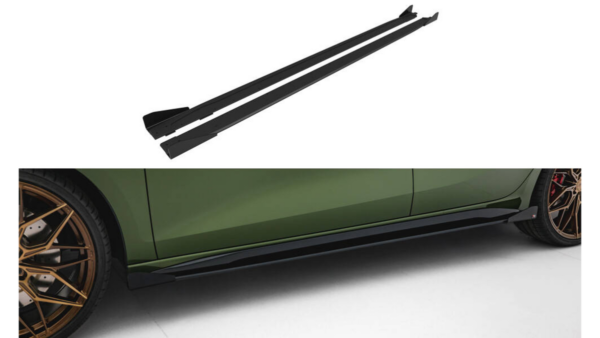 Side Skirts Audi S3 A3 8Y S-line Sportback Street Pro Facelift Black-Red + Gloss Flaps