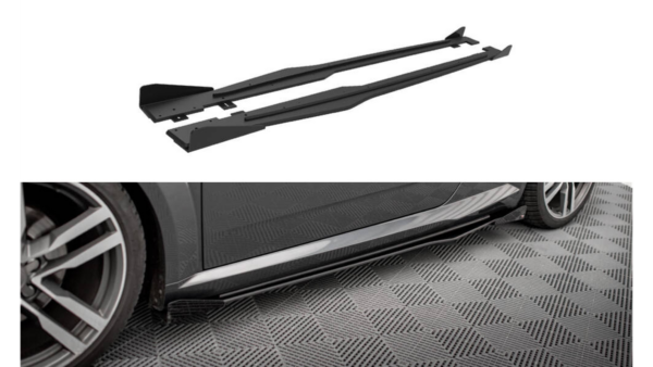 Lip Spoiler Audi TT 8S S-Line Side Skirts Street Pro Black-Red + Gloss Flaps