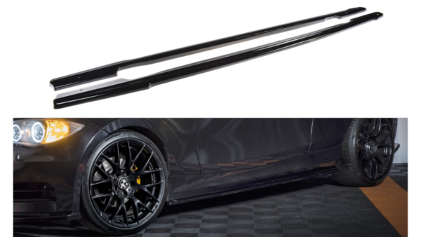 Lip Spoiler BMW 1 E81 E87 Facelift Side Skirts Gloss Black