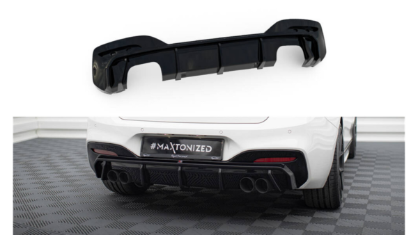 Diffuser BMW 1 F20 Facelift M-Pack Rear Valance, Double Exhaust Version (Both Sides) Gloss Black