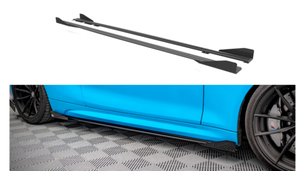 Lip Spoiler BMW 2 F87 M-Pack Side Skirts Street Pro Black-Red + Gloss Flaps