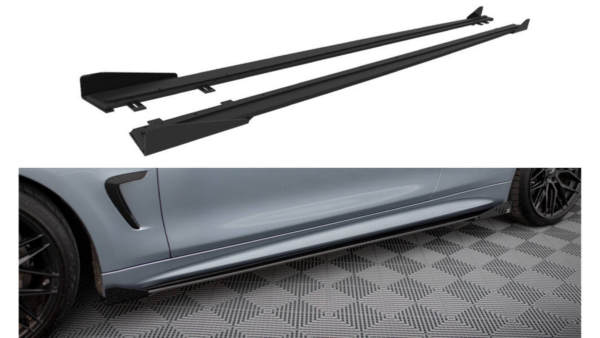 Lip Spoiler BMW 4 F32 F36 F33 M-Pack Side Skirts Street Pro Black-Red + Gloss Flaps