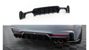 Lip Spoiler BMW 4 F32 F36 F33 M-Pack Rear Valance Double Exhaust Version both side Gloss Black