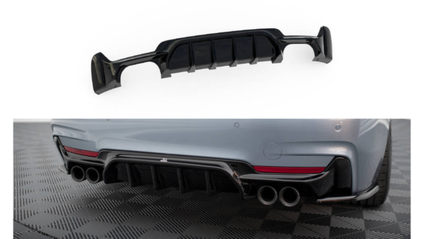 Lip Spoiler BMW 4 F32 F36 F33 M-Pack Rear Valance Double Exhaust Version both side Gloss Black