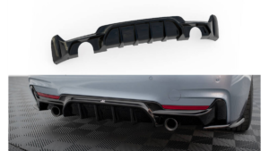 Lip Spoiler BMW 4 F32 F36 F33 M-Pack Rear Valance Single Exhaust Version both side Gloss Black