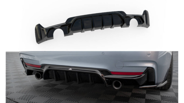 Lip Spoiler BMW 4 F32 F36 F33 M-Pack Rear Valance Single Exhaust Version both side Gloss Black