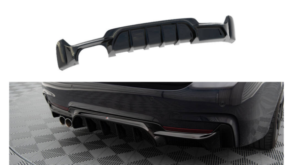 Lip Spoiler BMW 4 F32 F36 F33 M-Pack Rear Valance Single Exhaust Version one side Gloss Black