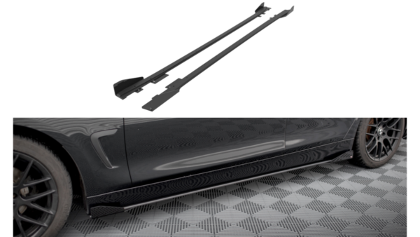 Lip Spoiler BMW 4 F36 Side Skirts Street Pro Black + Gloss Flaps