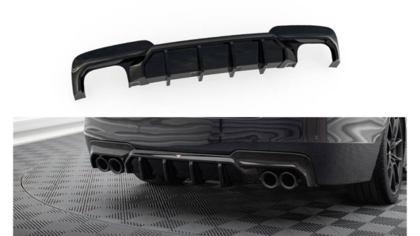 Lip Spoiler BMW 5 F10 M-Pack Rear Valance v.2 Version with two double exhausts Gloss Black