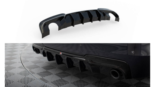 Lip Spoiler BMW 5 F10 M-Pack Rear Valance v.2 Version with two single exhausts Gloss Black