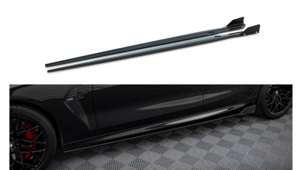 Lip Spoiler BMW 8 F93 G16 M-Pack Side Skirts v.1 Gloss Black + Flaps