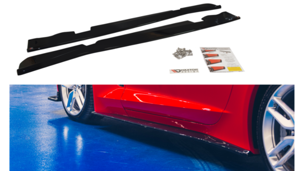 Lip Spoiler Chevrolet Corvette C7 Side Skirts Gloss Black