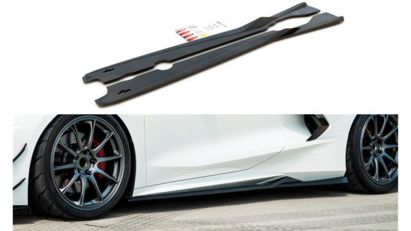 Lip Spoiler Chevrolet Corvette C8 Side Skirts Gloss Black