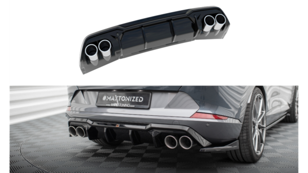 Lip Spoiler Cupra Formentor Rear Valance v.3 + Exhaust Ends Imitation Gloss Black Chrome