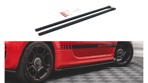 Lip Spoiler Fiat 500 Abarth I Facelift Side Skirts Gloss Black