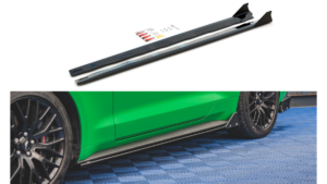 Lip Spoiler Ford Mustang VI GT Facelift Side Skirts + Flaps Gloss Black