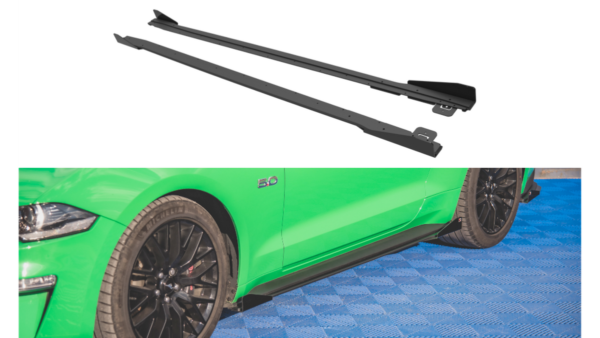 Lip Spoiler Ford Mustang VI GT Facelift Side Skirts Street Pro v.1 Black + Gloss Flaps