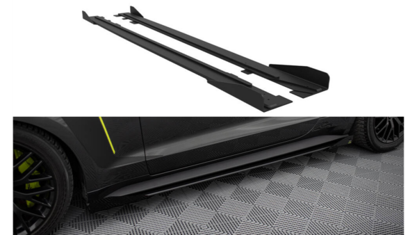 Lip Spoiler Ford Mustang VI GT Side Skirts Street Pro Black-Red + Gloss Flaps
