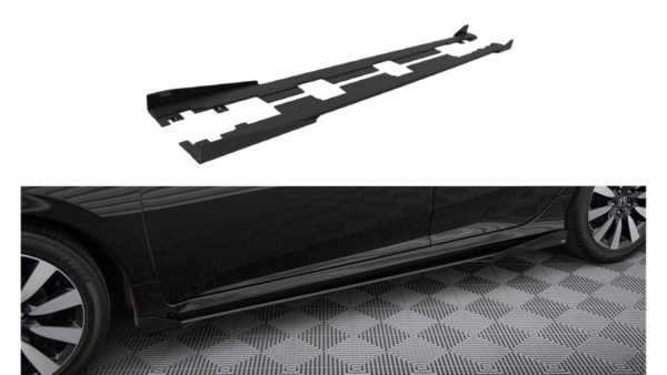 Lip Spoiler Honda Civic X Side Skirts Street Pro Black-Red + Gloss Flaps