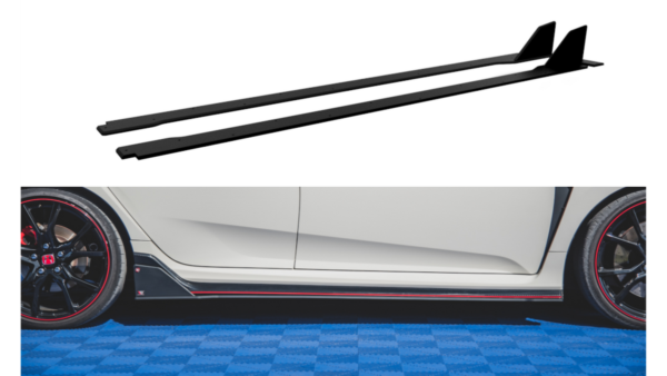 Lip Spoiler Honda Civic X Type-R Side Skirts Racing Black-Red