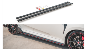 Lip Spoiler Honda Civic X Type-R Side Skirts Racing v.2 Black-Red