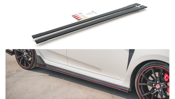 Lip Spoiler Honda Civic X Type-R Side Skirts Racing v.2 Black-Red