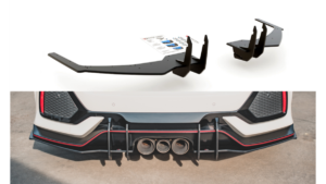 Lip Spoiler Honda Civic X Type-R Rear Valance + Flaps Black-Red Racing Durability v.2