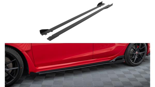 Lip Spoiler Honda Civic XI Type-R Side Skirts Street Pro Black + Gloss Flaps