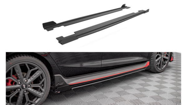 Lip Spoiler Hyundai I20 N III Side Skirts Street Pro Black-Red + Gloss Flaps