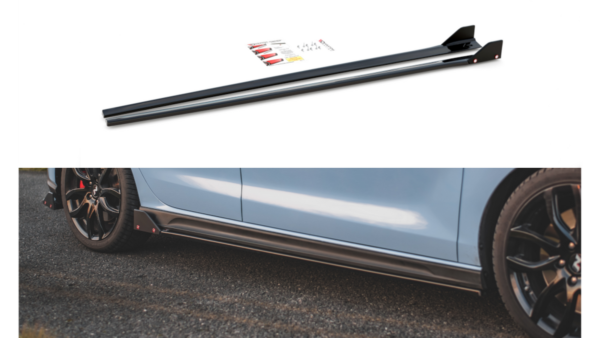 Lip Spoiler Hyundai I30 III N Side Skirts v.5 Gloss Black + Flaps