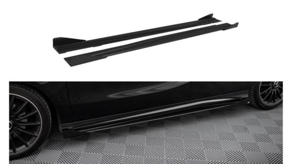 Lip Spoiler Mercedes-Benz A W176 Facelift Side Skirts Street Pro Black-Red + Gloss Flaps