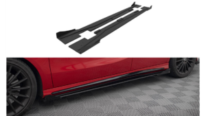 Lip Spoiler Mercedes-Benz A W176 Facelift Side Skirts Street Pro Black-Red + Gloss Flaps